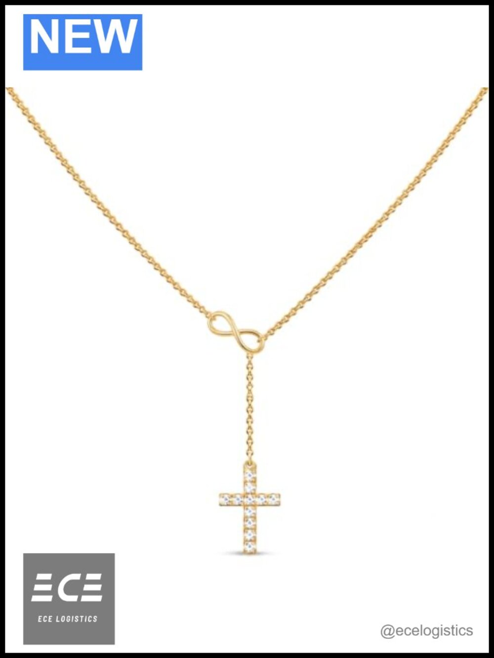 14K Gold Cross Necklace for Women Infinity Diamond Pendant Chain